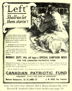 Canadian Patriotic Fund poster, 1914